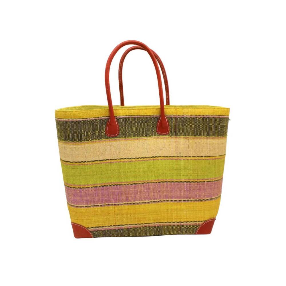 NEW SHEBOBO women's bolinas straw basket bag in lemonade swirl